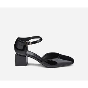 AGL Angie Pumps Mary Jane Block Heels Black Patent Leather Slingback 40 US 10